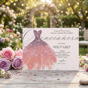 Cartão Postal Aniversário de 15 anos Blush Floral Quinceañera