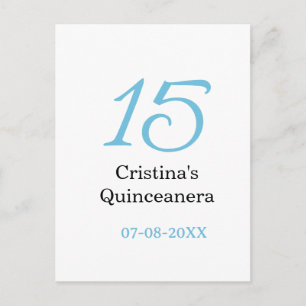 Cartão Postal aniversário de 15 anos da quinceanera azul preto l