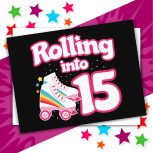 Cartão Postal Aniversário de 15 anos Patinação no gelo 15 anos d