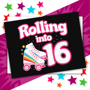 Cartão Postal Aniversário de 16 anos de Patinação no Gelo 16 Ano