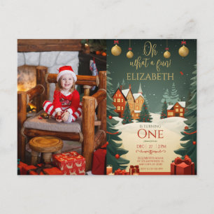 Cartão Postal Aniversário de 1 ano com foto de Natal - Que Diver