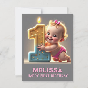 CARTÃO POSTAL "ANIVERSÁRIO DE 1 ANO DA BEBÊ"