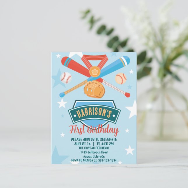 Cartão Postal Aniversário de 1 ano do Calouro do Ano de Beisebol (Em pé/Frente)