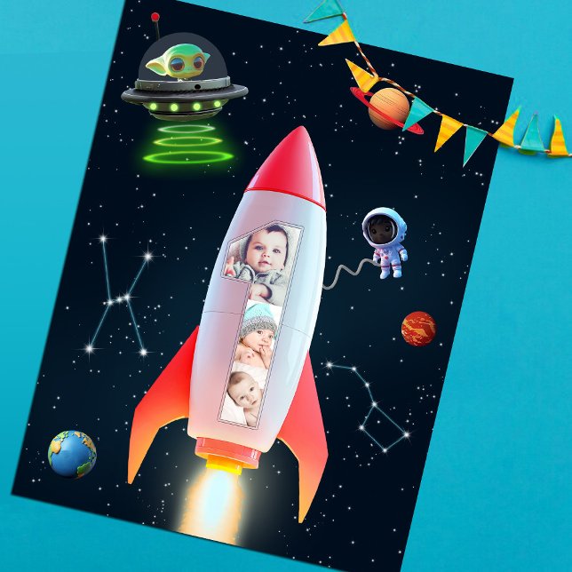 Cartão Postal Aniversário de 1 ano do Rocket Space | Colagem de  (Criador carregado)
