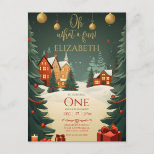 Cartão Postal Aniversário de 1 ano Oh Que Diversão Natal 