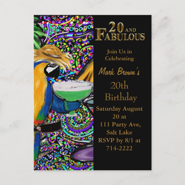 Cartão Postal Aniversário de 20 anos  (Frente)