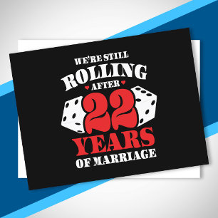 Cartão Postal Aniversário de 22 Anos de Casados Casais Engraçado