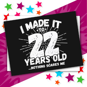 Cartão Postal Aniversário de 22 Anos Sarcástico Meme Engraçado