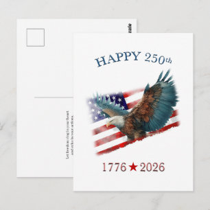 Cartão Postal Aniversário de 250 anos da América Patriótico 4 de