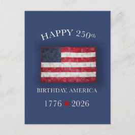 Cartão Postal Aniversário de 250 anos da América Patriótico 4 de