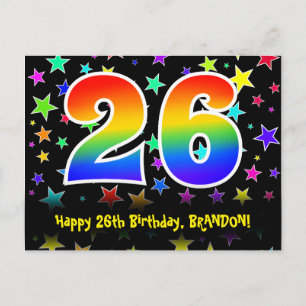 Cartão Postal Aniversário de 26 anos: Estrelas Divertidas, Arco-