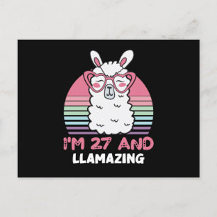 Cartão Postal Aniversário de 27 Anos Llamazing 27º Aniversário d