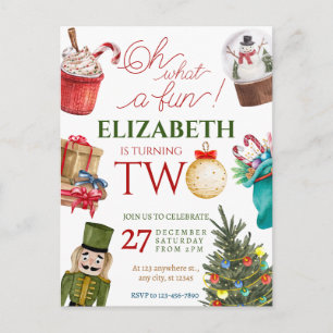 Cartão Postal Aniversário de 2 anos Christmas Oh Que Diversão