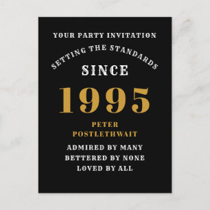 Cartão Postal aniversário de 30 anos 1995 Dourado preto