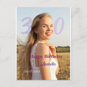 Cartão Postal aniversário de 30 anos adicionar nome data ano ROX