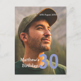 Cartão Postal aniversário de 30 anos adicionar nome foto data ho