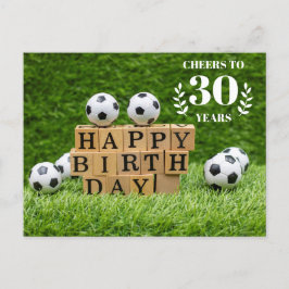 Cartão Postal Aniversário de 30 anos de futebol com bolas verdes