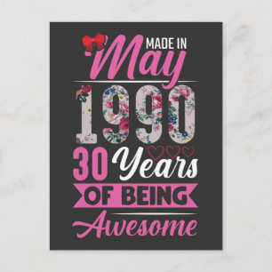 Cartão Postal aniversário de 30 anos de maio de 1990 Mulher de 3