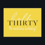 Cartão Postal Aniversário de 30 anos de Script e Geométrico<br><div class="desc">Script moderno e convite para trinta anos geométricos. Padrão geométrico moderno do dorso. Parte de uma coleção. A cor pode ser alterada.</div>