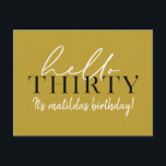 Cartão Postal Aniversário de 30 anos de Script e Geométrico<br><div class="desc">Script moderno e convite para trinta anos geométricos. Padrão geométrico moderno do dorso. Parte de uma coleção. A cor pode ser alterada.</div>