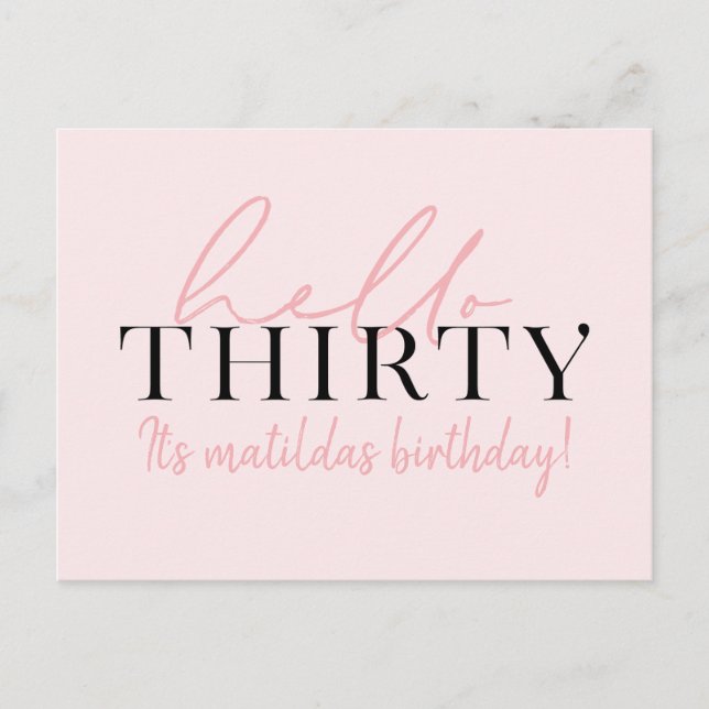 Cartão Postal Aniversário de 30 anos de Script e Geométrico (Frente)