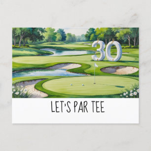Cartão Postal Aniversário de 30 anos Golf Let's Par tee para fes
