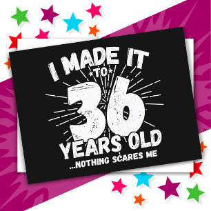 Cartão Postal Aniversário de 36 Anos Sarcástico Meme Engraçado