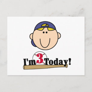 Cartão Postal Aniversário de 3 anos de Baseball Bloneiro