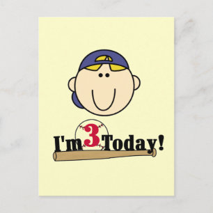 Cartão Postal Aniversário de 3 anos de Baseball Bloneiro
