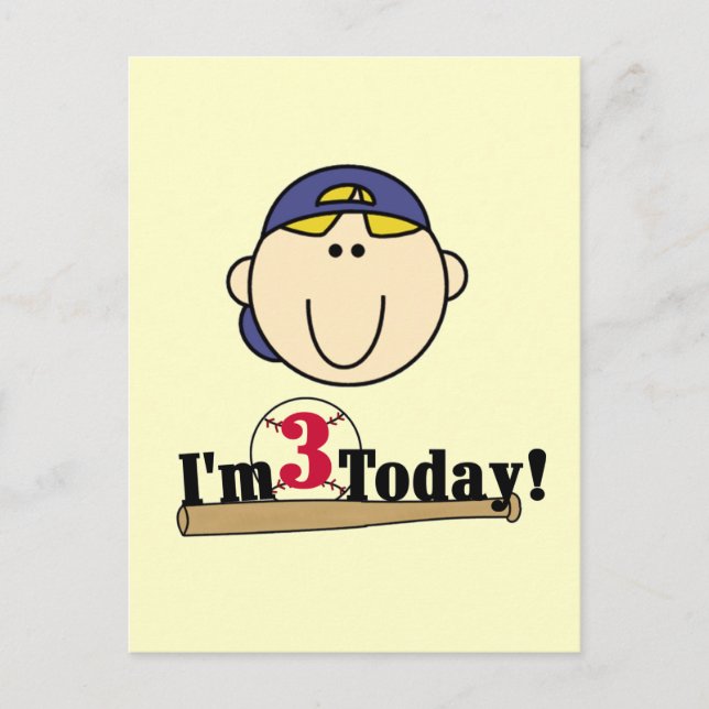 Cartão Postal Aniversário de 3 anos de Baseball Bloneiro (Frente)