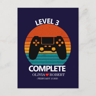 Cartão Postal Aniversário de 3 anos de Casamento Video Game Retr