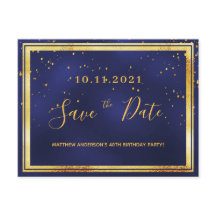 aniversário de 40 anos azul escuro ouro salvar dat