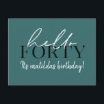 Cartão Postal Aniversário de 40 anos de Script e Geométrico<br><div class="desc">Script moderno e convite geométrico para quadragésimo aniversário. Padrão geométrico moderno do dorso. Parte de uma coleção. A cor pode ser alterada.</div>