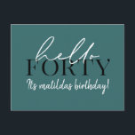 Cartão Postal Aniversário de 40 anos de Script e Geométrico<br><div class="desc">Script moderno e convite geométrico para quadragésimo aniversário. Padrão geométrico moderno do dorso. Parte de uma coleção. A cor pode ser alterada.</div>