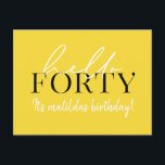 Cartão Postal Aniversário de 40 anos de Script e Geométrico<br><div class="desc">Script moderno e convite geométrico para quadragésimo aniversário. Padrão geométrico moderno do dorso. Parte de uma coleção. A cor pode ser alterada.</div>