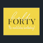 Cartão Postal Aniversário de 40 anos de Script e Geométrico<br><div class="desc">Script moderno e convite geométrico para quadragésimo aniversário. Padrão geométrico moderno do dorso. Parte de uma coleção. A cor pode ser alterada.</div>