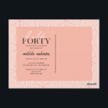 Cartão Postal Aniversário de 40 anos de Script e Geométrico<br><div class="desc">Script moderno e convite geométrico para quadragésimo aniversário. Padrão geométrico moderno do dorso. Parte de uma coleção. A cor pode ser alterada.</div>