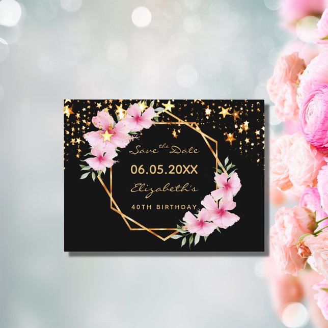 Cartão Postal aniversário de 40 anos Salve as estrelas pretas tr (Criador carregado)