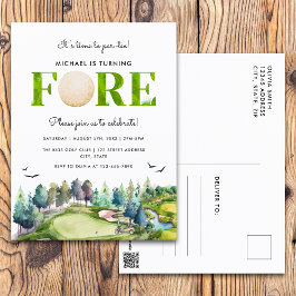 Cartão Postal Aniversário de 4 anos Golf Turning Fore Time to Pa