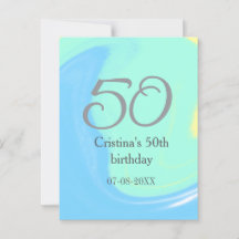 Aniversário de 50 anos azul verde cinza adicionar