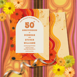 Cartão Postal Aniversário de 50 anos de casamento retrô dos anos
