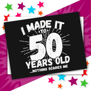 Cartão Postal Aniversário de 50 Anos Engraçado com Meme Sarcásti