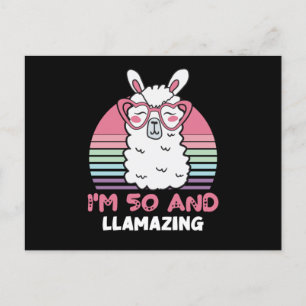 Cartão Postal Aniversário de 50 Anos Llamazing Llama 50º Anivers