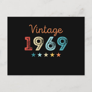 Cartão Postal Aniversário de 60 anos Vintage 1969 Presente Retro