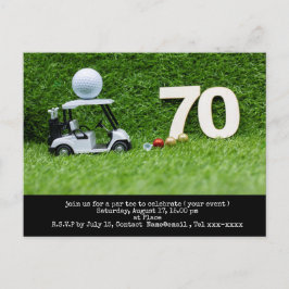 Cartão Postal Aniversário de 70 anos de Golfe salvar a data para