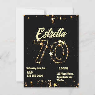 Cartão Postal Aniversário de 70 anos Idosos Digital Festa Elegan