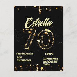 Cartão Postal Aniversário de 70 anos Idosos Digital Festa Elegan