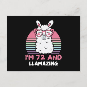 Cartão Postal Aniversário de 72 anos Llamazing Llama Presente de