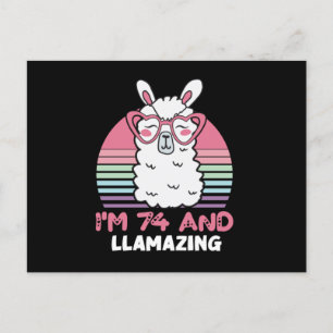 Cartão Postal Aniversário de 74 anos Llamazing Llama Presente de
