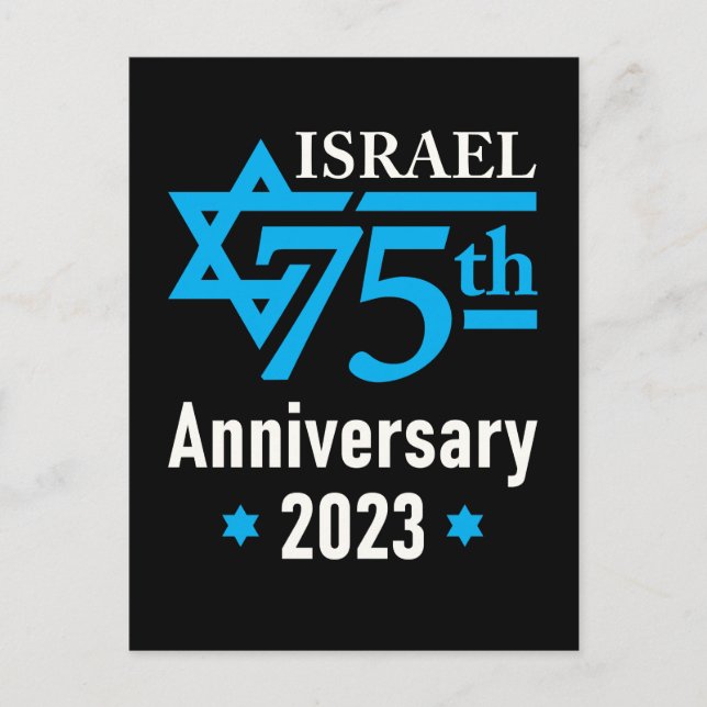 Cartão Postal Aniversário de 75 anos do Estado Judeu de Israel (Frente)
